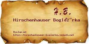 Hirschenhauser Boglárka névjegykártya