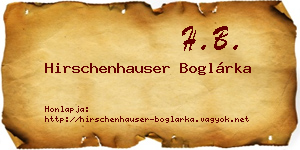 Hirschenhauser Boglárka névjegykártya